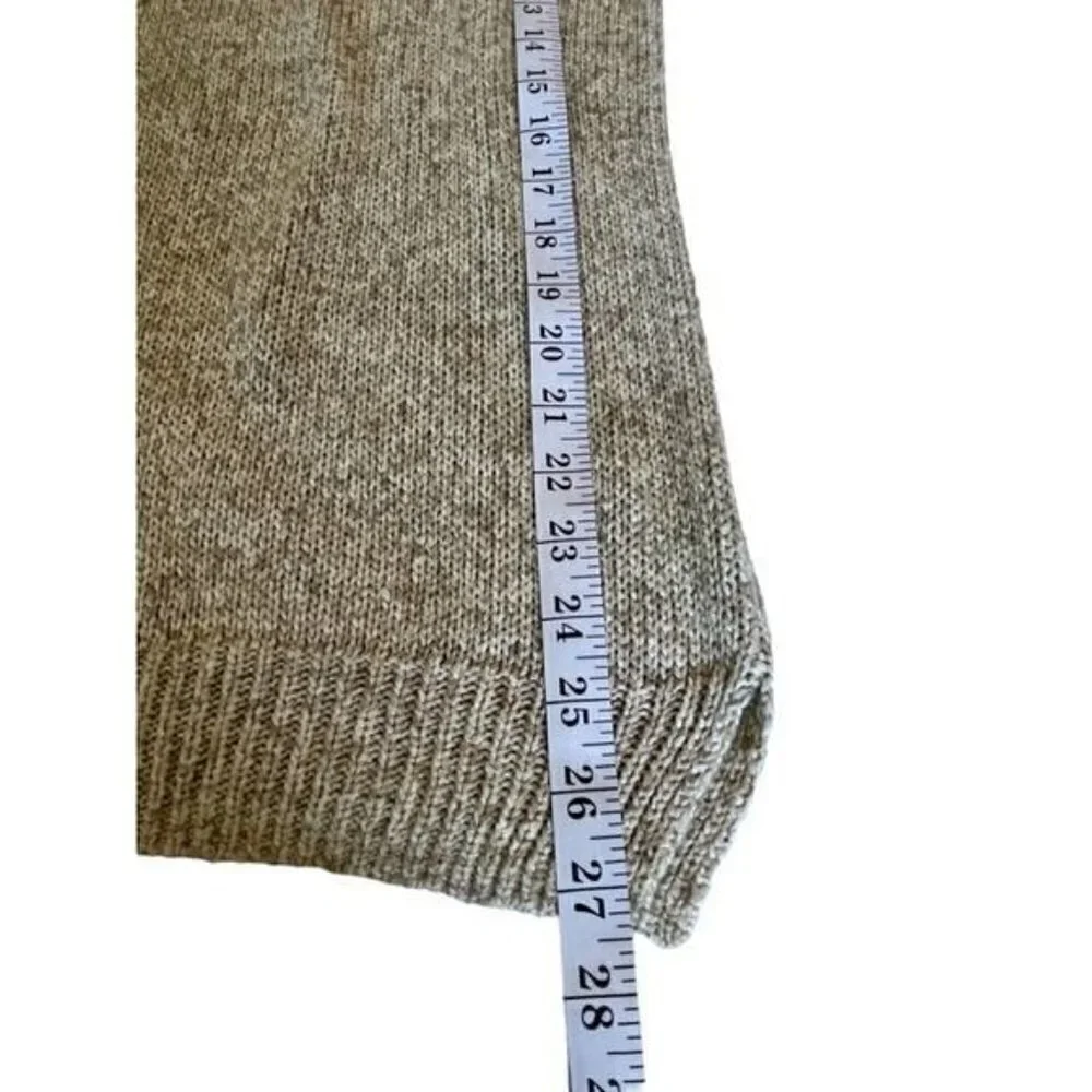 J. CREW Women's Sweater Sz Small Oatmeal Knit Ribbed Collar Hem Wrist Soft NEW